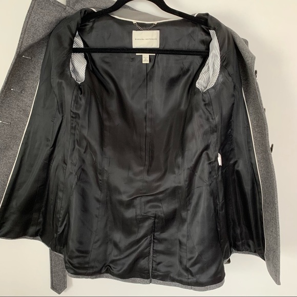 BANANA REPUBLIC Gray Italian Wool Belted Pea Coat Trench Coat - Picture 12 of 16